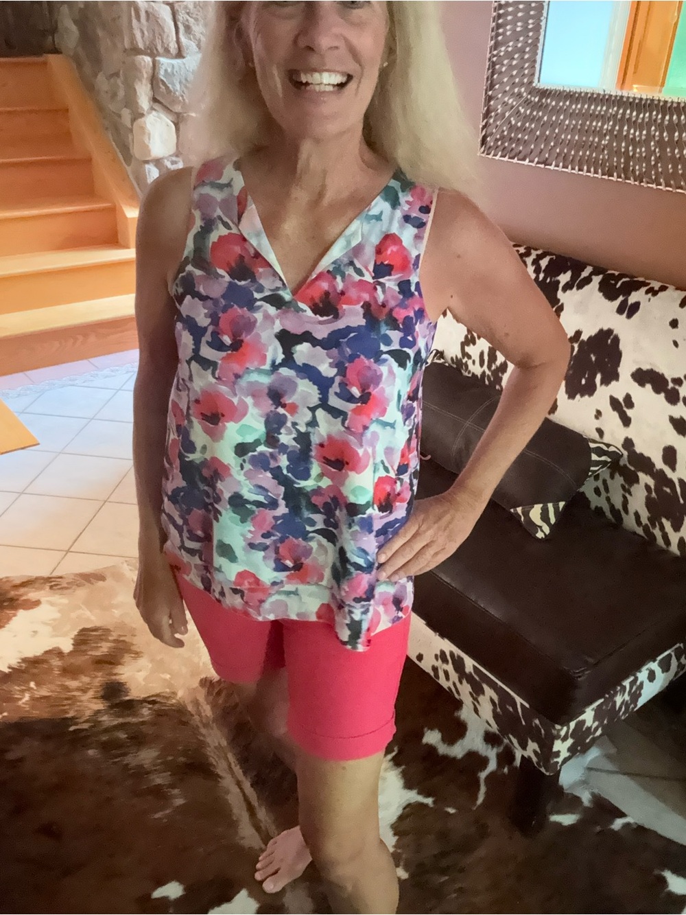 Daniel Cremieux Floral Tank Top - Pink and Blue